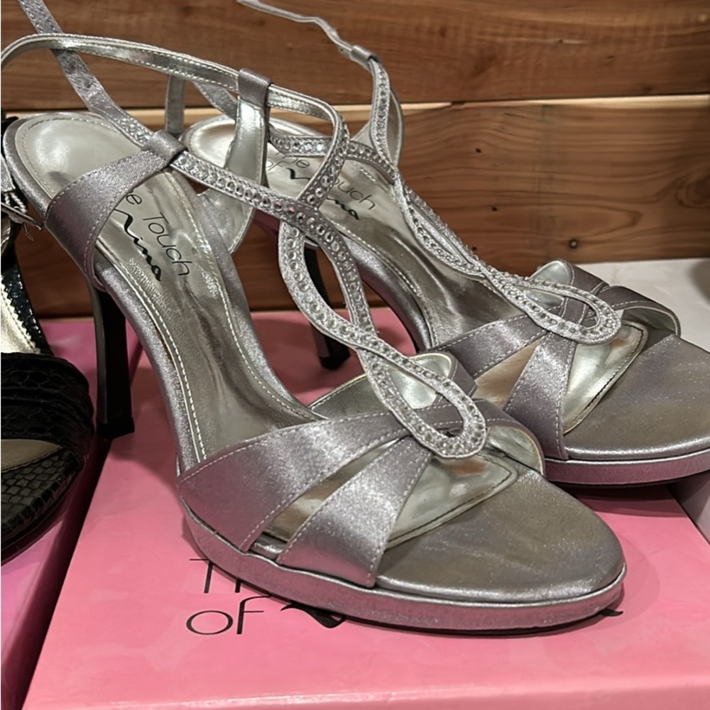 Glamorous Silver High Heeled Sandals